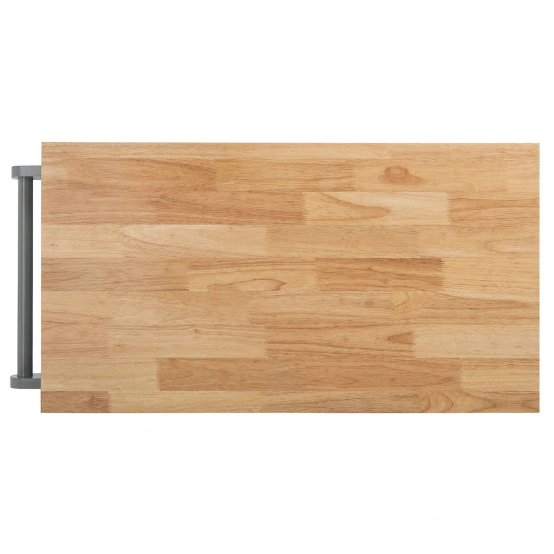 Country-Style Kitchen Cart with 2 Drawers, 2 Shelves & Door, Grey/Natural