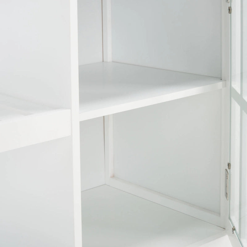 Country-Style Kitchen Cart with 2 Drawers, 2 Shelves & Door, Grey/Natural