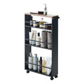 Slim Rolling Storage Cart with Multi-Tier Shelves, White & Black