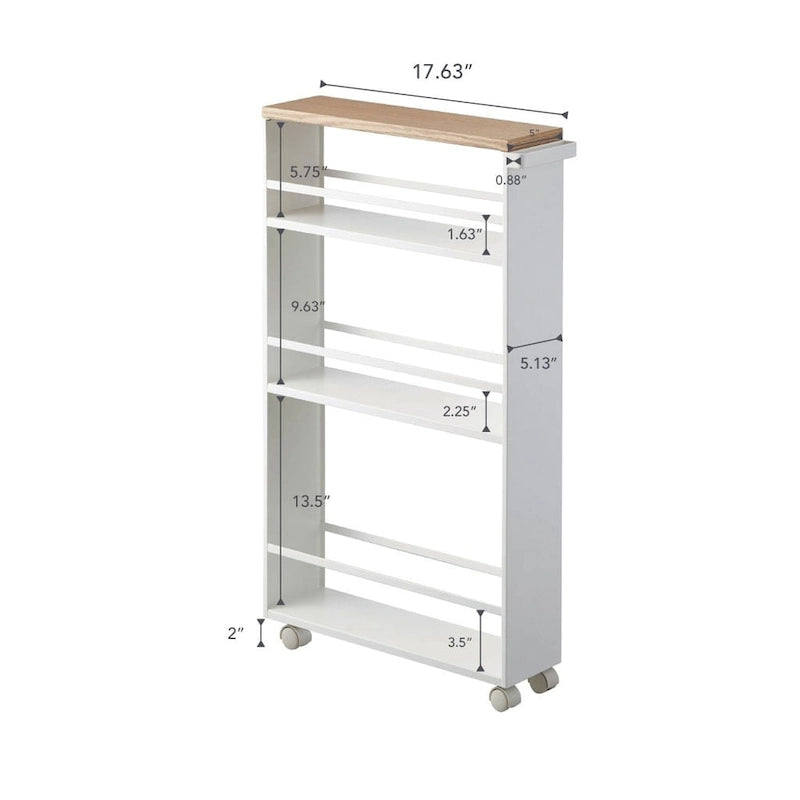 Slim Rolling Storage Cart with Multi-Tier Shelves, White & Black