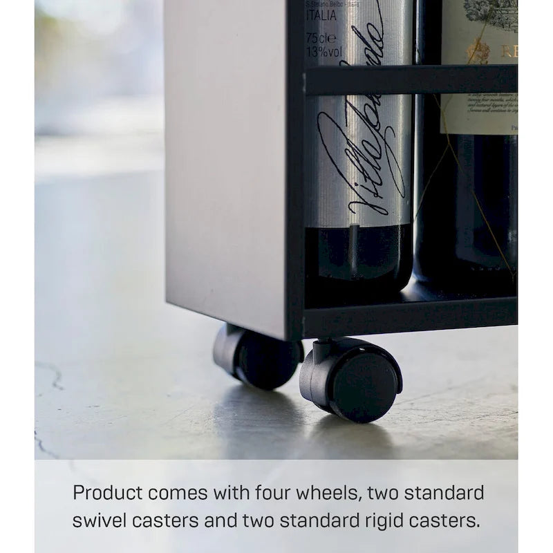 Slim Rolling Storage Cart with Multi-Tier Shelves, White & Black