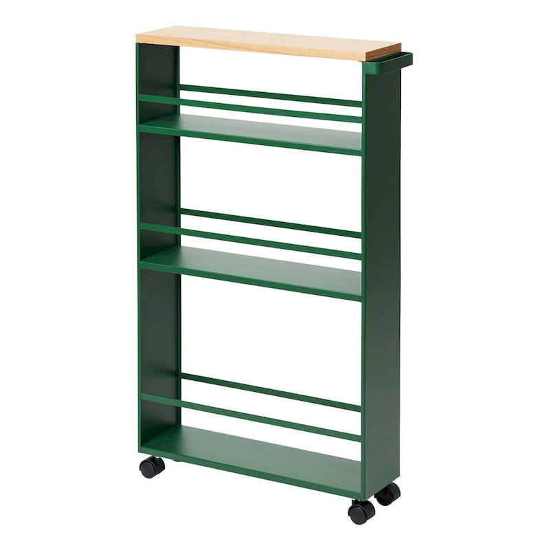 Slim Rolling Storage Cart with Multi-Tier Shelves, White & Black