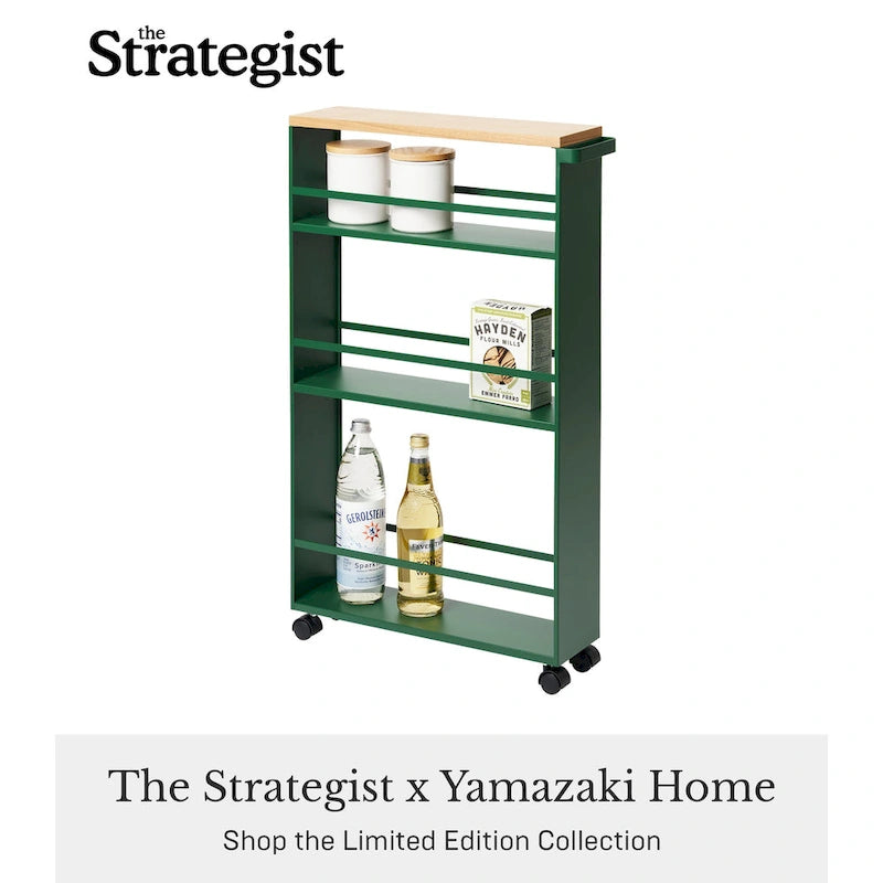 Slim Rolling Storage Cart with Multi-Tier Shelves, White & Black