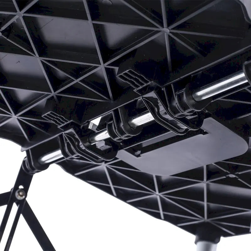 Black Three-Tier Folding Service Cart with Collapsible Shelves