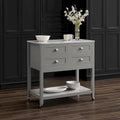 Portable Kitchen Island Cart with Faux Marble Top and Four Drawers Gray White