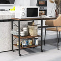3-Tier Rolling Storage Cart with Adjustable Shelves and Hooks Rustic Brown