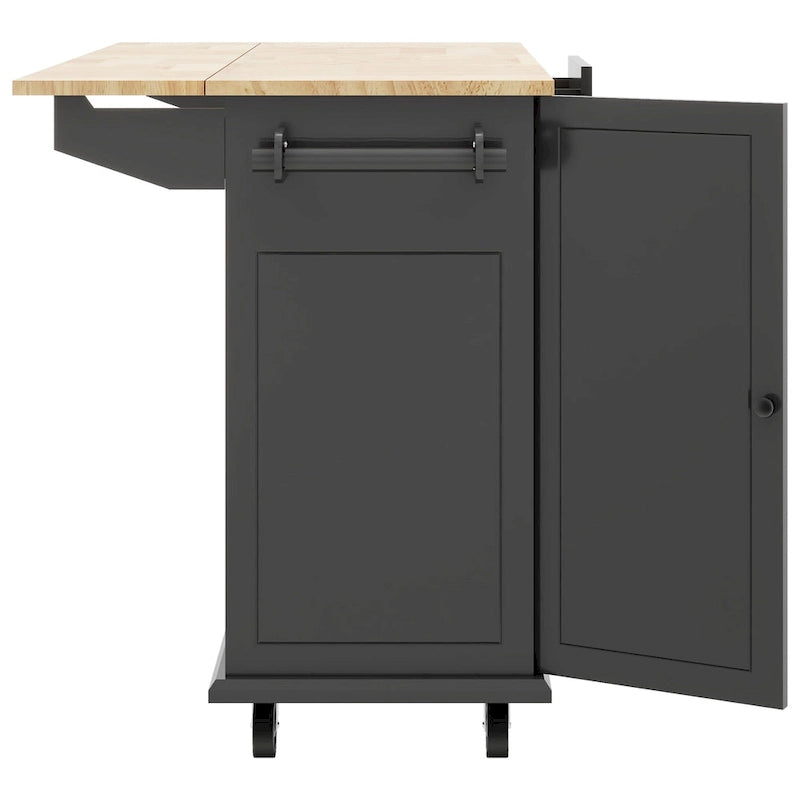 Rolling Kitchen Island with Drop Leaf, Drawer, Spice Rack, Multi-Color