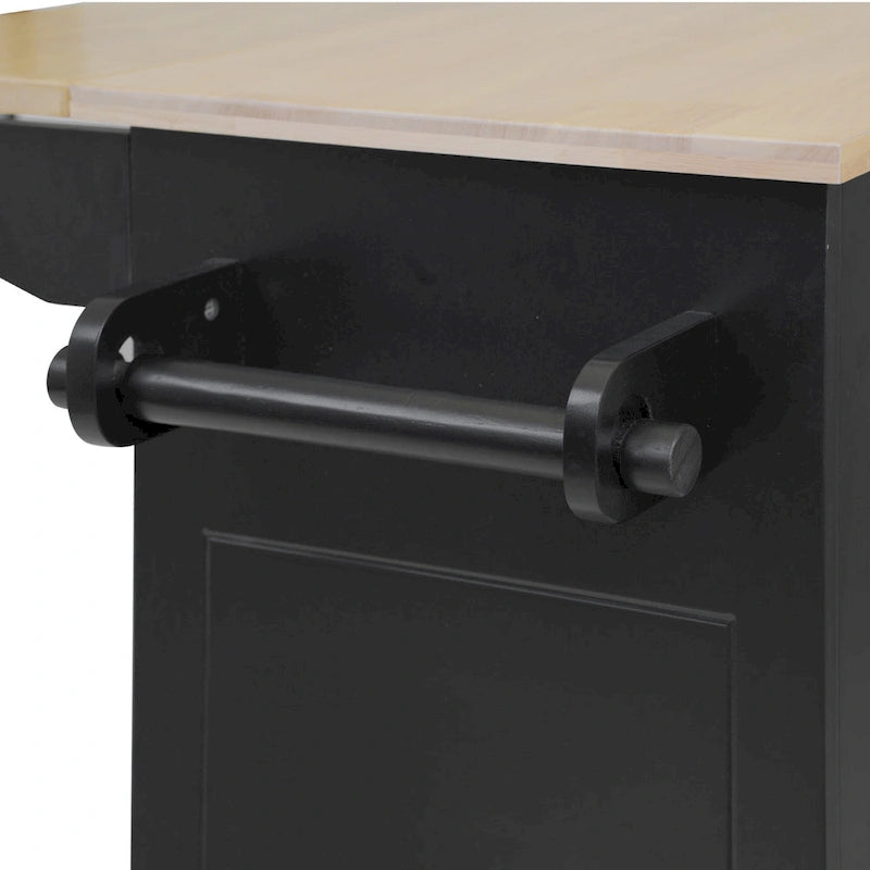 Rolling Kitchen Island with Drop Leaf, Drawer, Spice Rack, Multi-Color