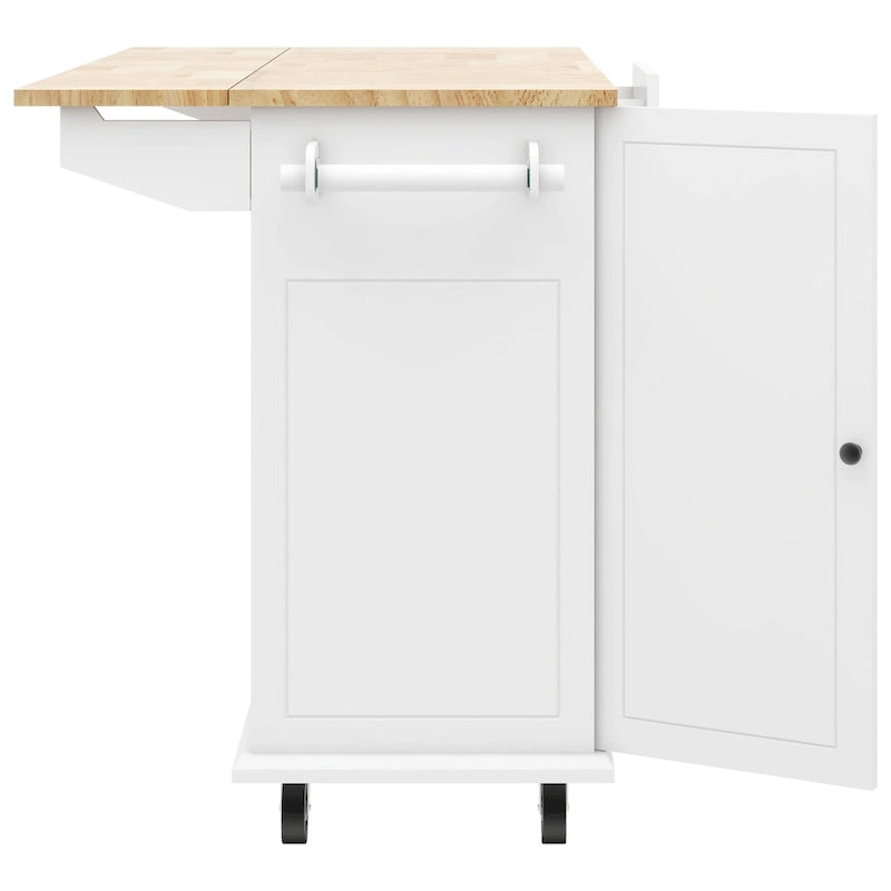 Rolling Kitchen Island with Drop Leaf, Drawer, Spice Rack, Multi-Color