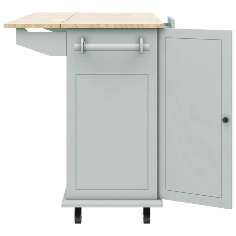 Rolling Kitchen Island with Drop Leaf, Drawer, Spice Rack, Multi-Color