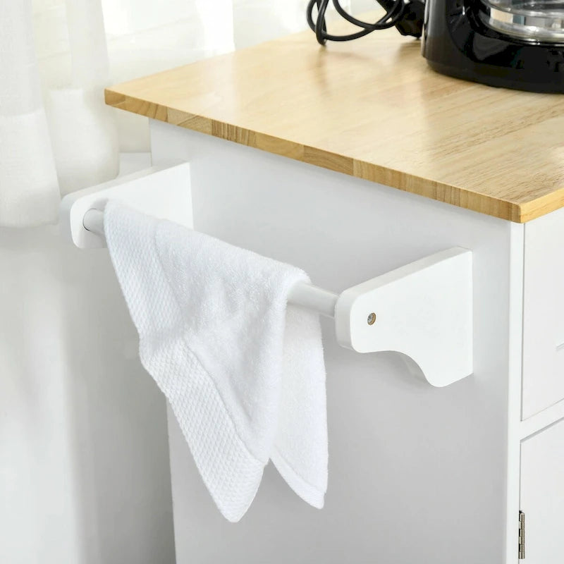 Rolling Kitchen Island Cart with Wood Top, Drawers and Storage Cabinets