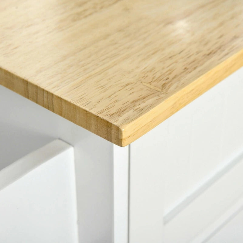 Rolling Kitchen Island Cart with Wood Top, Drawers and Storage Cabinets