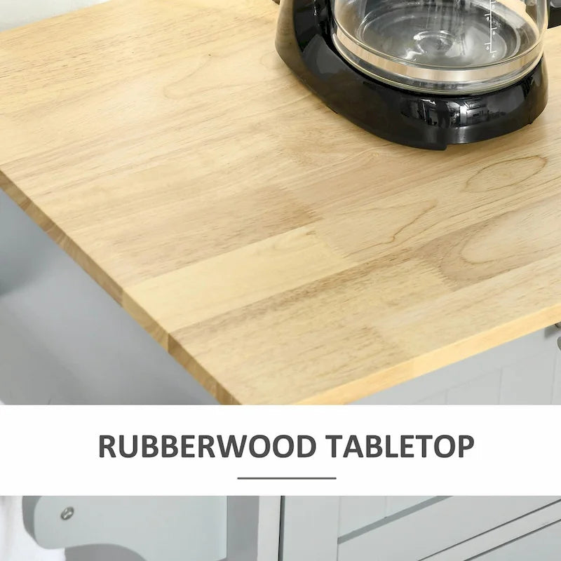 Rolling Kitchen Island Cart with Wood Top, Drawers and Storage Cabinets