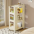 3-Tier Rolling Storage Cart with Lockable Wheels, Cream Color