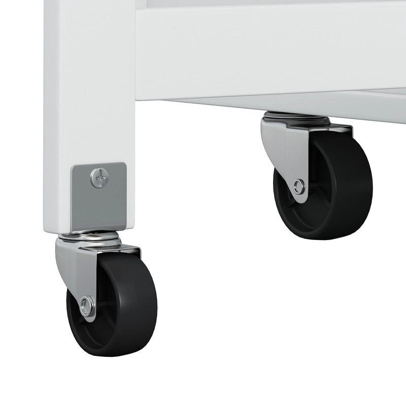 Rolling Kitchen Island Cart with Drop Leaf Wine Rack Spice Rack Drawers White Black