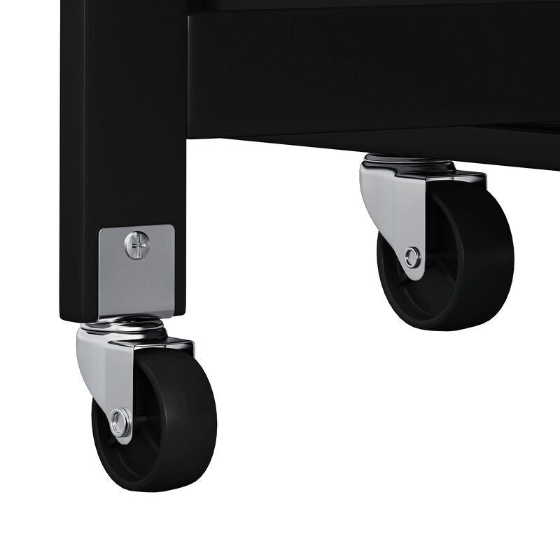 Rolling Kitchen Island Cart with Drop Leaf Wine Rack Spice Rack Drawers White Black