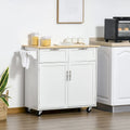 Rolling Kitchen Island Cart with Rubberwood Top Grey Storage Drawers