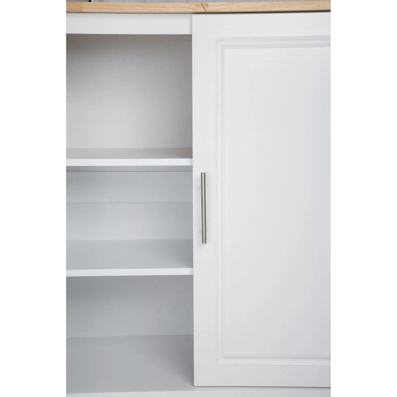 Rolling Kitchen Island Cart with Drawers Cabinet White Natural Wood Top