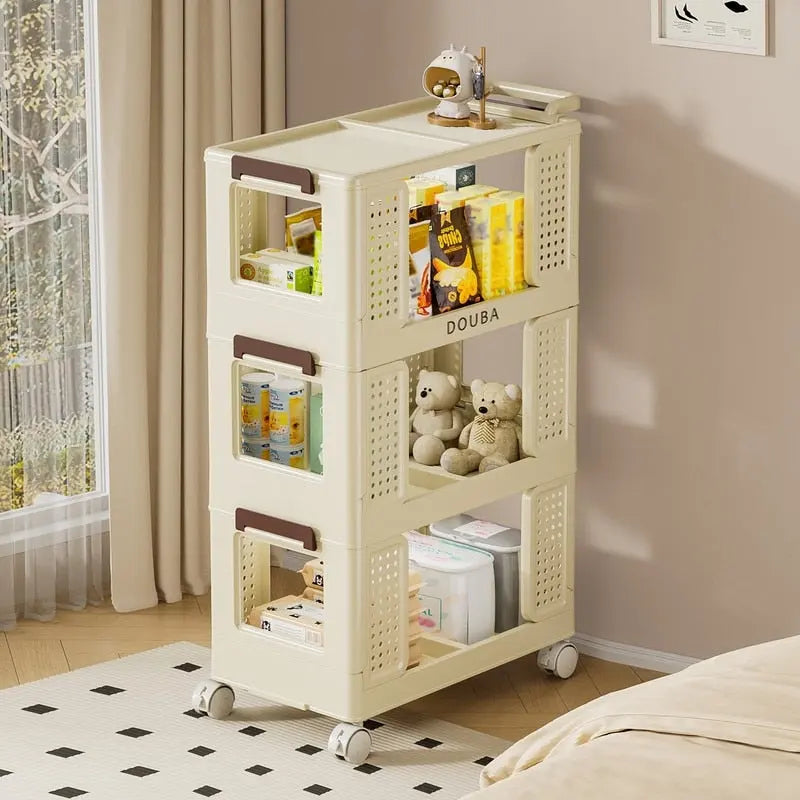 4-Tier Rolling Storage Cart with Wheels Cream White Utility Organizer