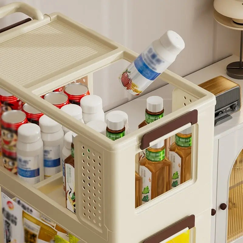 4-Tier Rolling Storage Cart with Wheels Cream White Utility Organizer