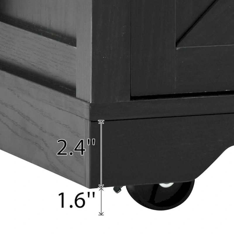 Rolling Farmhouse Kitchen Island with Power Outlet and Storage Drawers