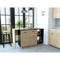 2-Shelf 1-Drawer Kitchen Island Black Wengue and Light Oak