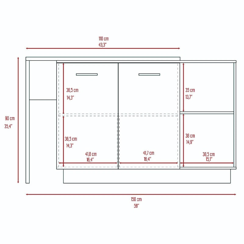 2-Shelf 1-Drawer Kitchen Island Black Wengue and Light Oak
