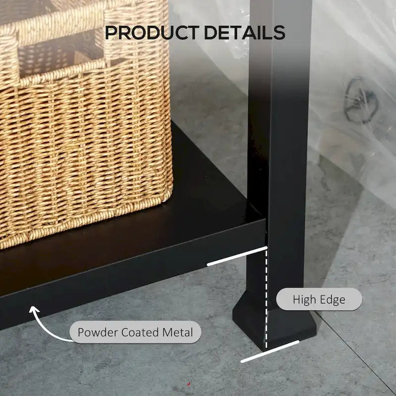 Black Stainless Steel Outdoor BBQ Grill Cart with Storage Shelves and Hooks