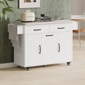 Rolling Kitchen Island Cart with Drop Leaf Tilt-out Trash Cabinet